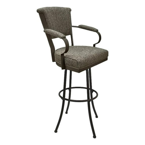 Tobias Designs Miami Extra Tall 34"H Fabric/Metal Bar Stools in Driftwood/Brown