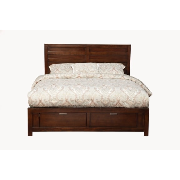 Alpine Furniture Carmel Wood Queen Storage Bed in Cappuccino (Brown)