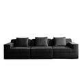thumbnail image 3 of Black Corduroy Modular Sectional Sofa, 3-Seater Boneless Design with Deep Seating and Pillows, 3 of 5