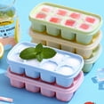 thumbnail image 2 of 8 Grids Macaron Plastic Ice Cube Tray Stackable Checkered Box with Lidded,DIY Summer Cool Drink, 2 of 4