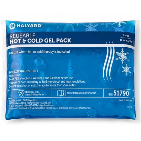 HALYARD Reusable Hot and Cold Gel Compression Packs for Injuries Pain Relief Swelling 10 x 12 Inches, Case of 12 - 51790