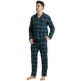 thumbnail image 3 of YUSHOW Mens Flannel Pajamas Set Cotton Plaid Pjs Button Down Warm Soft Lounge Sleepwear Size XL, 3 of 7