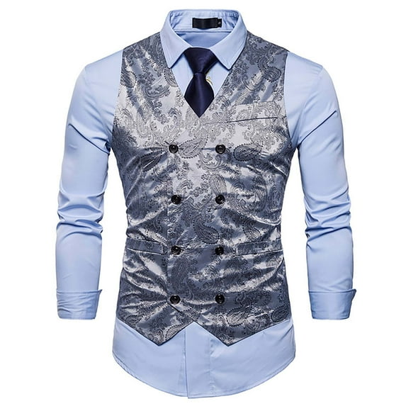 Vest for Men Formal Sleeveless Jacket Clearance Men's Fashion Everyday Party Casual Print Double Breasted Blazer Jacket