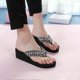 thumbnail image 2 of 1 Pair Non-slip Beach Shoes Slipsole Shoes Flops Pearl Diamond Shoes for Summer Women Wearing (Black Size 36 23.0CM, 6US, 3.5UK, 36.5EU, 9.039Inch ), 2 of 3