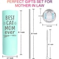 thumbnail image 6 of Cat Lover Gifts for Women Mothers Day Gifts for Cat Lovers Best Cat Mom Ever Gifts for Cat Lady 20Oz Travel Cup Christmas Birthday Presents for Cat Themed Lovers Green Wine Tumbler With Staw, 6 of 6