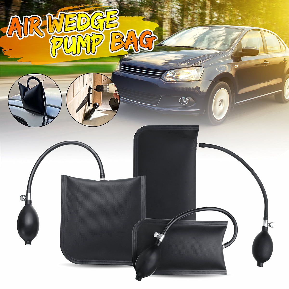 Auto Car Air Pump Wedge Inflatable Home Car Door Window Shim Entry Open Tool Kit 