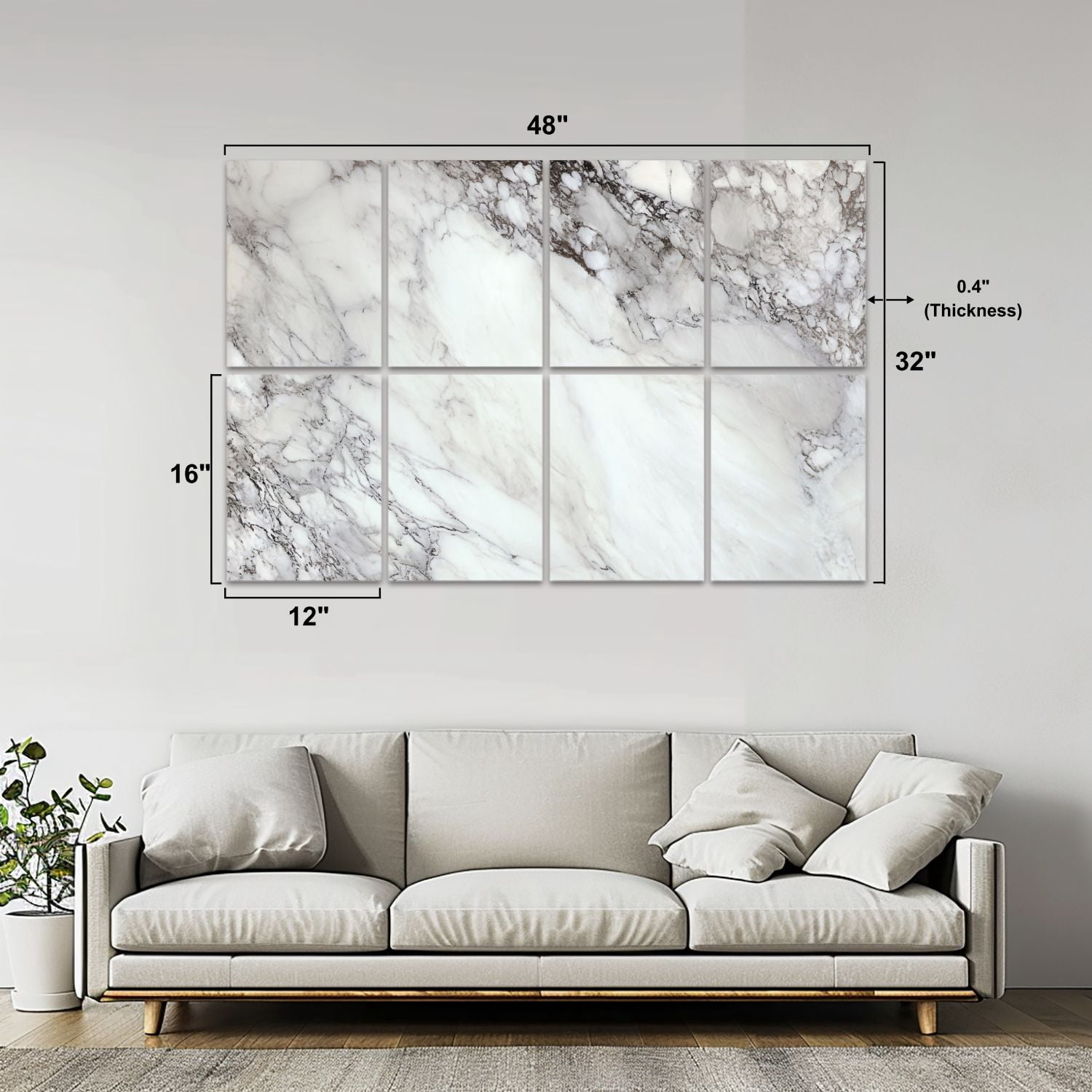 Marble 8 Pack Art Acoustic Panels Sound Absorbing White marble Decorative Soundproof Wall Panels Self Adhesive for Nursery Game Room Bedroom 48"x32"