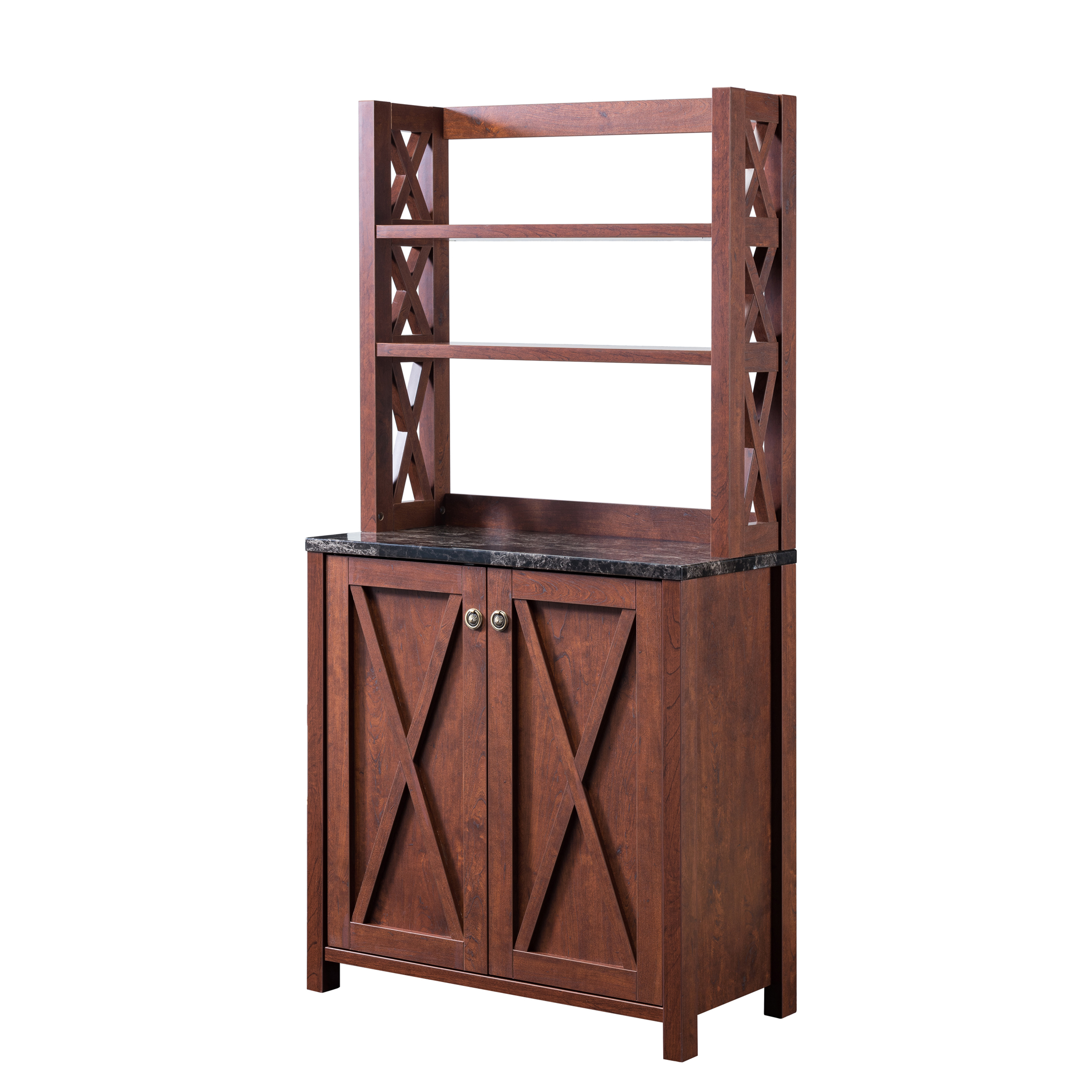 Furniture of America Wilkes Rustic Baker's Rack, Vintage Walnut