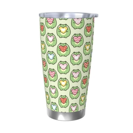 

Fuzoiu Cute Chubby Frog Print 20oz Tumbler Stainless Steel Vacuum Insulated Car Cup Insulated Coffee Mug Travel Mug with Lid Thermal Cup for Outdoor-Without Straw