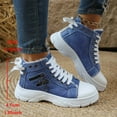 thumbnail image 6 of Chenyee Women's High Top Lace Up Walking Shoes Comfortable Fleece Lined Mid Calf Flat Canvas Sneakers, 6 of 8