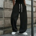 thumbnail image 4 of Domuza Men's Barrel Sweatpants 2026 Baggy Wide Leg Pants Casual Elastic Waisted Drawstring Sweat Pants Joggers with Pockets Black 2XL, 4 of 5