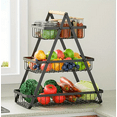 thumbnail image 6 of 3 Tier Fruit Basket with Wooden Handles, AOKIWO Metal Multifunctional Kitchen Counter & Dining Organizer for Fruit, Vegetable, Pasta, Bread, Bathroom Storage, 6 of 8