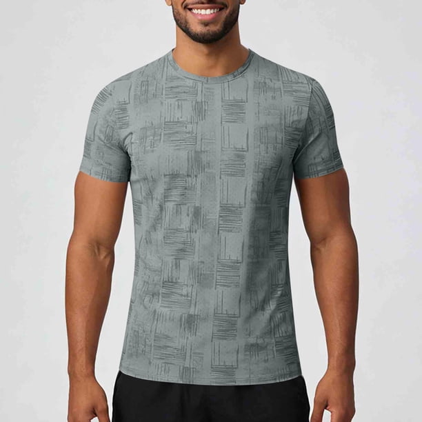 Ceisia Men's Textured Print Sport T-shirt Slim Fit Short Sleeve Round Neck Breathable Running Casual All Season Tee Tops Green M Gifts