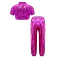 thumbnail image 3 of iiniim 2 Pcs Girls Hip Hop Sequins Costume Sparkly Short Sleeve Tank Tops with Metallic Leggings Hot Pink 8, 3 of 7