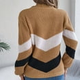 thumbnail image 4 of PiGOGI Women's Casual Oversize Striped Round Neck Hooded Long Sleeve Sweater - Comfortable Loose Fit Khaki S, 4 of 6