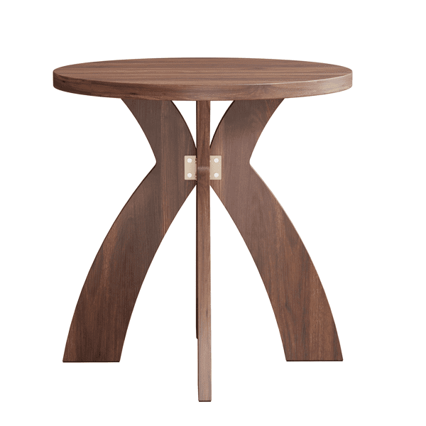 Round Side Table, 23.6 Inch Circular End Table with Curved Cross Legs, Melamine Laminated MDF Accent Table for Living Room, Bedroom, Balcony, Walnut