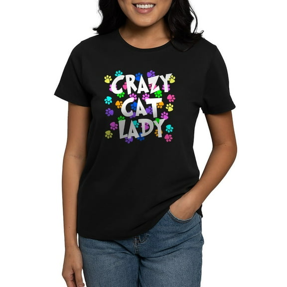 CafePress - Crazy Cat Lady Women's Dark T Shirt - Women's Traditional Fit Dark T-Shirt