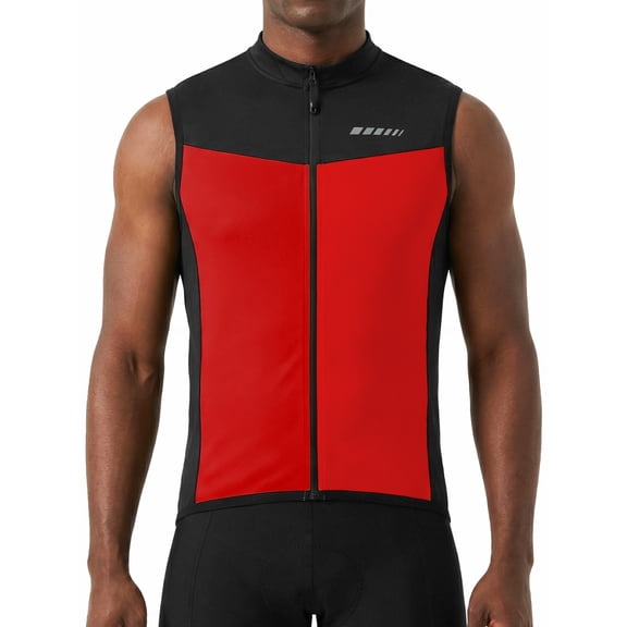 Qualidyne Men's Sleeveless Cycling Jersey Vest, Full-Zip Quick-Dry Bike Jersey with 3 Rear Pockets & Reflective Detail