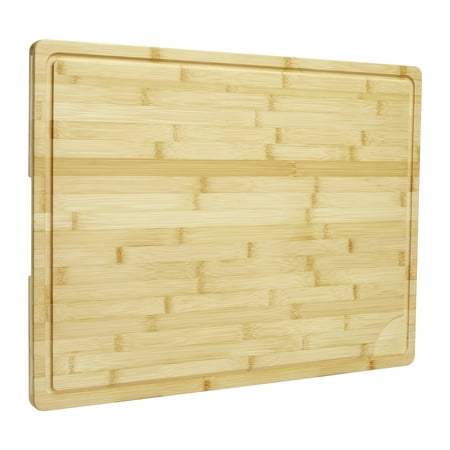 EXTRA LARGE Organic Bamboo Cutting Board with Juice Groove - Kitchen Chopping Board for Meat (Butcher Block) Cheese and Vegetables (18" x 12")