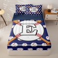 thumbnail image 3 of Homewish Sport Letter Monogrammed E Zipper Twin Comforter Sets with Fitted Sheet and 2 Pillowcases for Teens,Baseball Gamer Zipper Bedding Set for Boys Girls,4-Piece,Navy Blue Reversible, 3 of 6
