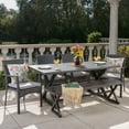 thumbnail image 2 of GDF Studio Dale Outdoor Wicker and Aluminum 6 Piece Dining Set with Bench, Gray and Black, 2 of 13