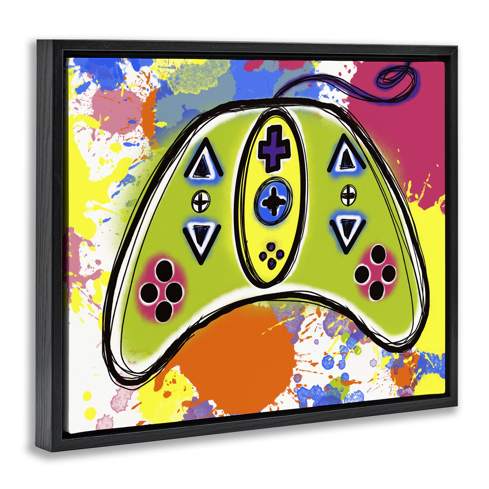 Stupell Industries Modern Pop Controller Novelty Painting Black Floater Framed Art Print Wall Art, 31 x 25