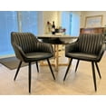 thumbnail image 1 of KOSSMAI Set of 2 Faux Leather Upholstered Tufted Stitching Arm Dining Side Chair with Metal Adjustable Legs for Dining Room, Living Room, Study Room,Black, 1 of 8