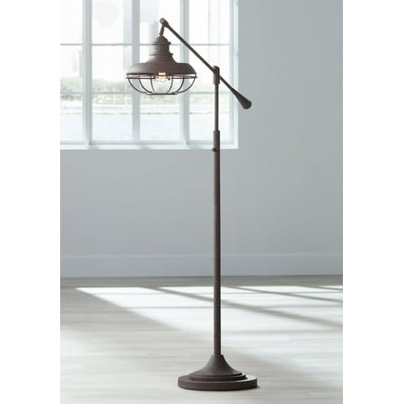 Franklin Iron Works Industrial Floor Lamp Boom Style Earthy Rust Franklin Iron Works Industrial Floor Lamp Boom Style Earthy Rust Metal Cage For Living Room Reading Bedroom Office Com