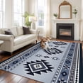 thumbnail image 2 of 8x10 Area Rugs for Living Room, Navy Blue Boho Non Slip Area Rugs for Kitchen Bedroom Entryway, Southwestern Geometric Vintage Abstract Art Washable Carpet Runner Rug Floor Mats for Bedroom, 2 of 9