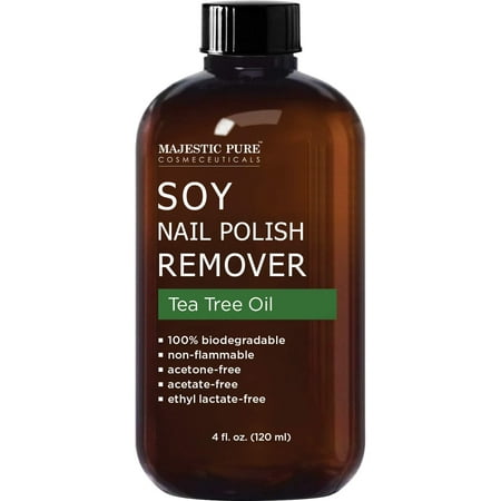 MAJESTIC PURE Soy Nail Polish Remover - Natural Acetone Free for Fingernail  - Infused with Tea Tree Oil - Safe Healthy Gentle Strengthening and Non  Toxic - 4 fl oz | Walmart Canada