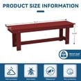 thumbnail image 2 of JUSTLET HDPE Outdoor 2-Person Dining Bench, Durable and Weather-Resistant for Patio, Garden and Balcony Use, Dark Red, 2 of 8