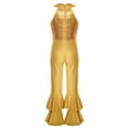 thumbnail image 2 of iEFiEL Kids Girls Sequins Leotard Mesh Ruffles Ballet Jazz Dance Costume Gold 12, 2 of 7