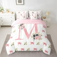 thumbnail image 2 of Homewish Bow Bowtie Ribbon 7-Piece Twin Bedding Sets,Colorful Flower Floral Bedding Comforter Set,First Letter M Sheet Sets For Girls,Super Cozy Room Decor Reversible, 2 of 8