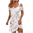 thumbnail image 4 of Edvintorg Floral Dresses for Women Fashion Short Sleeve Off Shoulder Casual Beach Dress Summer Clothes for Women Beige Xl, 4 of 6