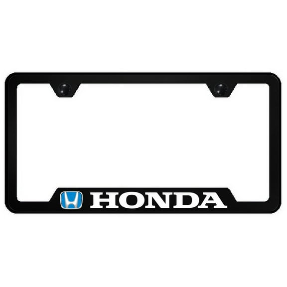 Au-TOMOTIVE GOLD, UV Print Black Polycarbonate License Plate Frame for Honda (Blue)