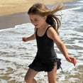 thumbnail image 6 of LRen Girls One Piece Swimsuits Solid Color Girls Swimsuit Textured Bathing Suit Adjustable Straps Swimwear for 7-8 Years, 6 of 8