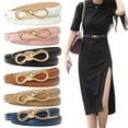 thumbnail image 2 of Grofry Imitation Leather Dress Belt Snap-On Bow-Shaped Buttons Multi Holes Adjustable Length Thin Waistband, 2 of 8
