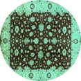 thumbnail image 1 of Ahgly Company Machine Washable Indoor Round Oriental Turquoise Blue Industrial Area Rugs, 5' Round, 1 of 4