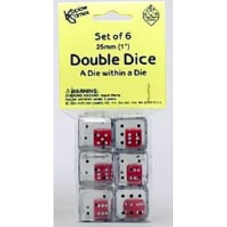d6 25mm Double Dice - Clear w/Black (6) New - Walmart.com