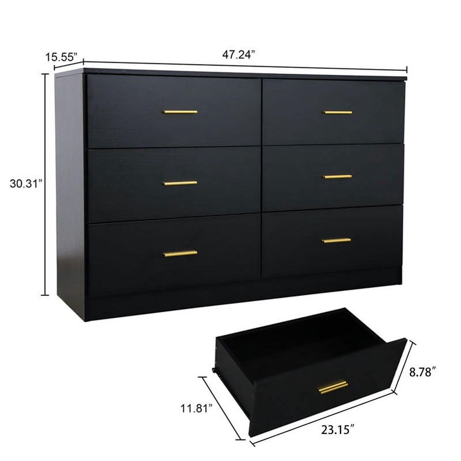 MAYEERTY Modern Natural 6-Drawer Dresser for Bedroom, Wide Chest with Ample Storage, Sturdy & Safe