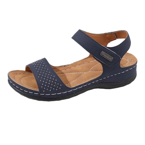 Women Casual Shoes Women Platforms Leather Sandals Ankle Strap Open Toe Chunky Heels Summer Dressy Sandal Solid Color Comfortable Trendy Non Slip Barefoot Casual Vacation Outdoor Beach