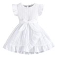 thumbnail image 2 of LYHaoo Girls Summer Dress Casual Floral Sleeveless Round Neck Ruffled Waistband Beach Dress For Toddlers Age 3 7 Lightweight Comfortable Play Outfit,Girls Casual Dresses Sizes 6-7 Years White, 2 of 7