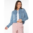 thumbnail image 4 of Celebrity Pink Women's and Women's Plus Hi Low Button Down Denim Top, Sizes XS-4X, 4 of 7
