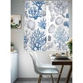 thumbnail image 3 of Summer Ocean Sheer Curtains 63 Inch Long 2 Panels, Blue Grey Coral Shell Marine Life Coastal Light Filtering Rod Pocket Curtains, Sheer Voile Drapes for Living Room Bedroom, 52"x63", 3 of 8
