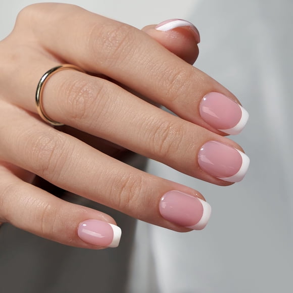 Set de 30 puntas francesas cortas, cuadradas, de la marca BartBox, de la marca Press On Nails