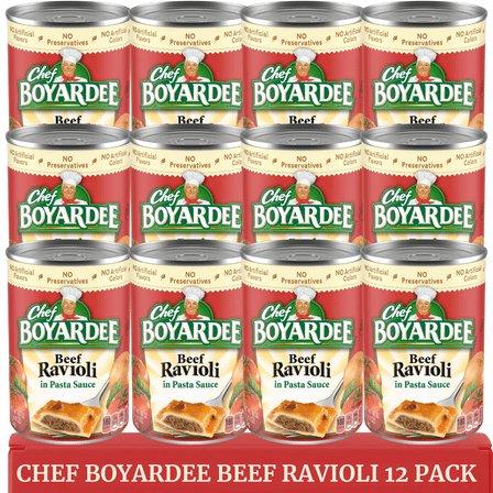 Beef Ravioli in Hearty Meat Sauce, Large 15 oz Cans, Bulk 12 Pack - Classic Canned Pasta & Comfort Food for Quick Weeknight Dinners & Kids Lunches