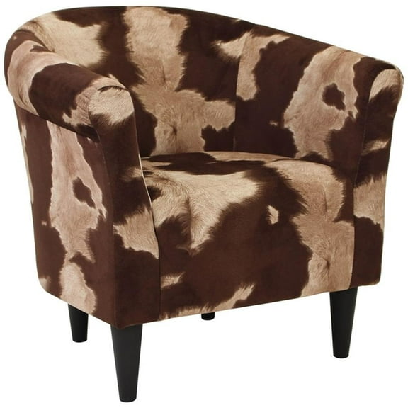 Pemberly Row Traditional Fabric & EPS Club Chair in Brown Finish