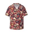 thumbnail image 3 of Balery Skull record Guitar music Men's Casual Button Down Shirt Short Sleeve Textured Summer Cuban Beach Shirts-Small, 3 of 7