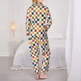 thumbnail image 3 of Bingfone Womens Pajama Sets Floral Checkerboard Print,Long Sleeve Loungewear Pajamas Set-X-Large, 3 of 8