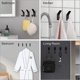 thumbnail image 5 of 6 Pack Self Adhesive Hooks, Double Bathroom Towel Hooks, Self Adhesive Wall Mounts for Kitchen, Bathroom, Office, Closet, Aluminum, Black, 5 of 5